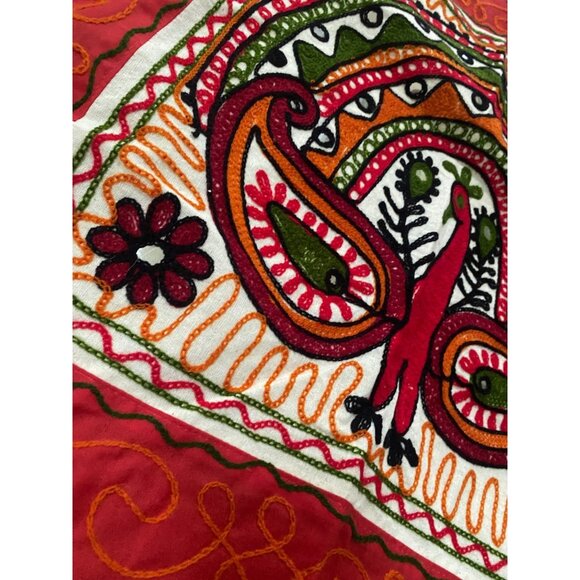 Block Embroidered Indian Cotton Peacock Quilt Light Boho Summer Bedspread Throw - Picture 9 of 16